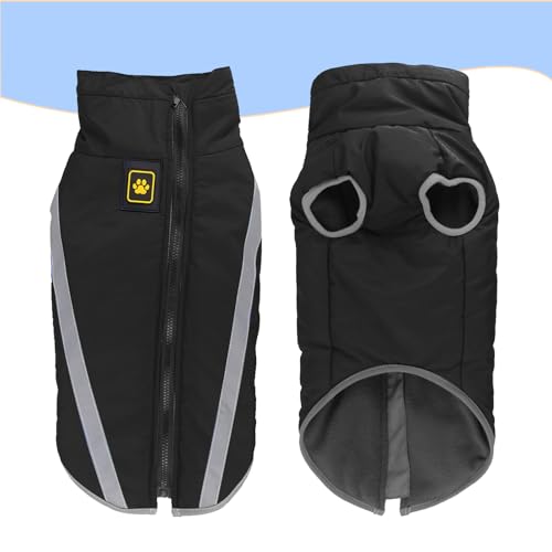 DoggieKit Hundejacke Wasserdichter Hundemantel Reflektierende Wintermantel mit Fleecefutter Winddichtes Wintermantel Hundepullover Hundekleidung für Kaltes Wetter Winter Warm Hunde Winterweste Jacken