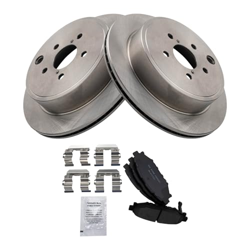 Image of TRQ Rear Brake Pad and Rotor Set Ceramic Compatible with 2010-2014 Subaru Legacy 3.6R Limited 2010-2013 Legacy 3.6R 2010-2012 Premium