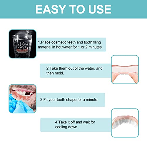 Fake Teeth, Dentures Teeth For Women And Men, Dental Veneers For Temporary Teeth Restoration, Nature And Comfortable, Protect Your Teeth And Regain Confident Smile(2Pcs) #TOP3