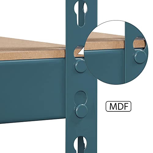 Topeakmart 4 Pcs 5-Tier Utility Shelves, Metal Storage Shelves Garage Shelving Unit Adjustable Garage Storage Shelves Storage Racks Heavy Duty Shed Shelving - Neptune Blue, 27.5 X 12 X 60 Inch #TOP7