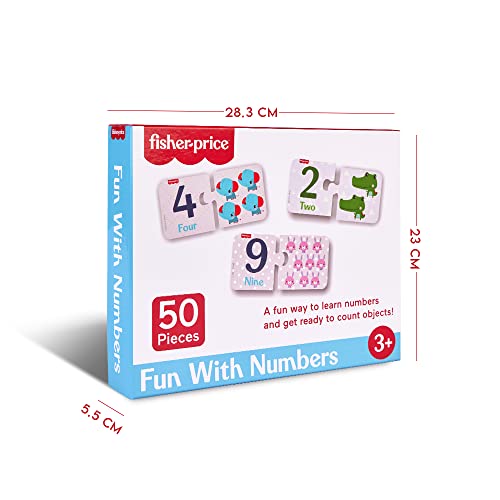 Image of Fisher Price Fun with Numbers Puzzle - 50 Pieces Numbers Matching Puzzle for Kids Age 3 Years & Above - Learning and Development Puzzles - Fun & Learn with Colorful Puzzles