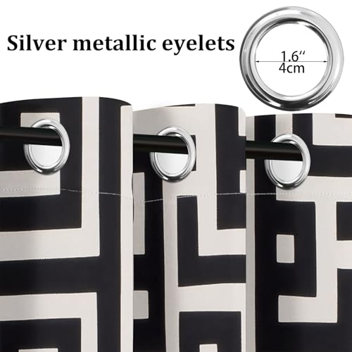 Rideaux à oeillets moderne chic géométrique noir et blanc 140x260 cm - 8