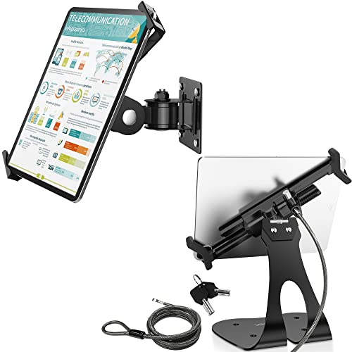 Abovetek Th-248B Tablet Wall Mount - Fits 7 To 11 Inch Tablets Bundle With Th-218 Anti-Theft Tablet Stand, Universal Security Pos Tablet Holder, Diagonally-Oriented Ipad Lock Mount For 7-13 Inch Ipad #TOP22
