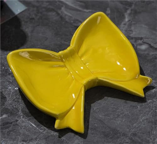 Porte-savon en céramique jaune avec design nœud papillon élégant - 5
