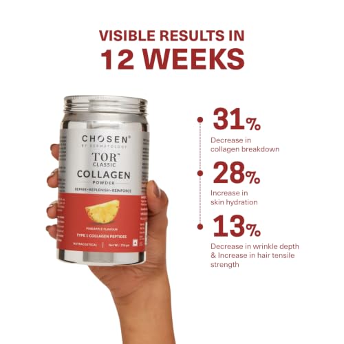 Image of CHOSEN TOR Classic Marine Collagen | Pineapple Flavour | Type I Collagen Peptides | Youthful Skin, Strong Hair & Healthy Joints | 30 Servings