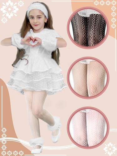 3 Pairs Girls Lace Girls Fishnet Tights Kids Sheer Tights Stockings Hollow Dance Pantyhose2
