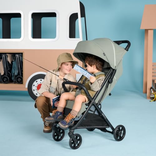 Inglesina Quid³ Stroller, Planet Green - Compact Reclining Travel Stroller for Baby & Toddler 0-55 lbs, One Hand fold, Car seat Compatible, Airplane Overhead, Lightweight, Foldable, XL UPF 50+ Canopy - Image 3