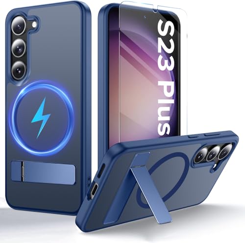 Coque Samsung S23 bleue avec béquille réglable pour regarder vos vidéos partout