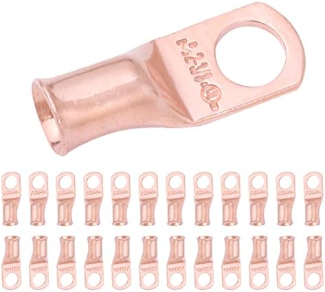 SELTERM 25pcs 2 AWG 3/8" Stud Heavy Duty Bare Copper Battery Cable Lugs