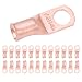 SELTERM 25 Pack 2 Gauge 2 AWG 3/8" Stud UL Heavy Duty Copper Crimp Lugs Welding Cable Bare Copper Eyelet Lug