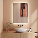 Dripex LED Bathroom Mirror with Lights, 500 * 700 MM Light up Backlit Mirror Bathroom Anti Fog Illuminated Mirrors Dimmable Switch with 3 Colors,Horizontal/Vertical