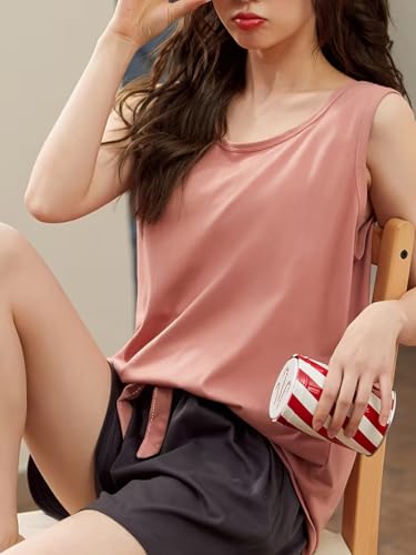 Image of Celary Korean Women Pyjama Set |Cute Printed Sleeveless Cotton Blend Top & Shorts Pyjama Set | Soft Breathable Summer Sleepwear & Loungewear for Ladies | Shorts Set for Women