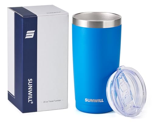 Image of SUNWILL Travel Coffee Tumbler 20 oz, Insulated Mug with Lid, Stainless Steel Cup for Outdoor, Powder Coated Royal Blue