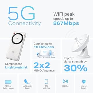 Routeur de Poche Wi-FI ZTE U30AIR 5G – Connectivité 5G Haut débit, Wi-FI Double Bande, Streaming et Jeux fluides, Configuration Facile, Portable, Prend en Charge Plusieurs appareils