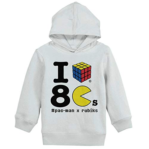 I Love The 80's Rubik's Pacman Boy Girl Hoodie Sweatshirts White