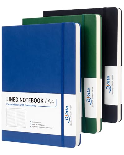 Dynta A4 Lined Journal Notebooks 3 Pack 8.5' x 11' Leather...
