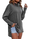 KTILG Womens Turtle Cowl Neck Batwing Sleeve Cute Knit Pullover Sweatshirts Tops Casual Oversized Tu