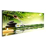 Taille: 120x40cm - Panorama islandburner Tableau sur toile Spa Zen Pierres Dans L\'eau Sur Bambou Cadre Affiche Poster Murale Tableaux