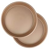 VALORILIMIT 9-Inch Pizza Pans, Set of 2, Non-Stick Deep Dish Premium Round Bakeware, Gold