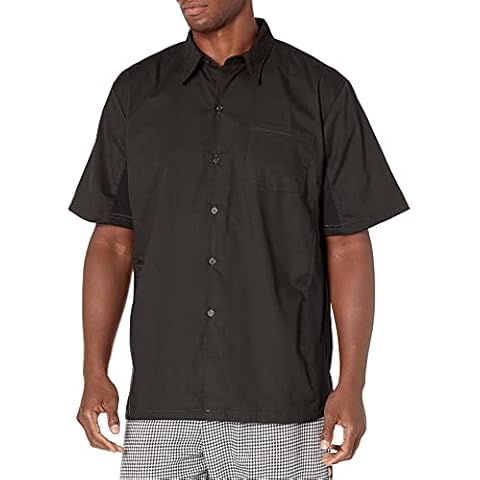 Chef Code Men's Utility Work Shirt with Button Front and Vent Side Panels, Black, X-Large Cover