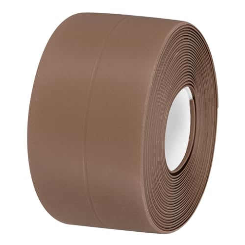 Image of uxcell Waterproof Seal Caulk Strip Tape Self Adhesive, 1pcs 10.5 Ft L x 1.5 inch W PVC Sealing Tape Caulking Tape for Kitchen Countertop, Bathroom, Toilet, Bathtub Floor Wall Corner, Brown