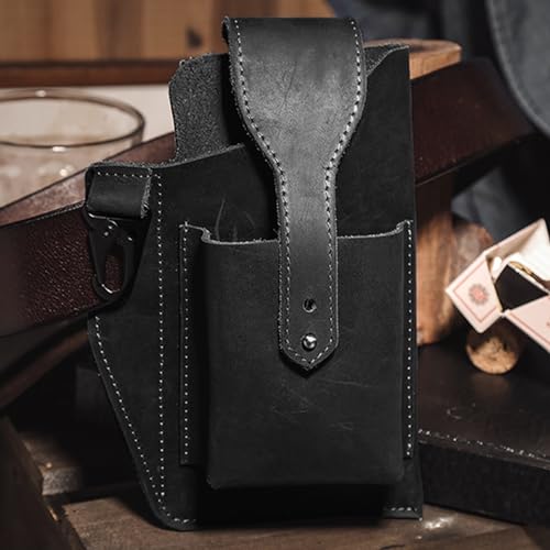 BRASS TACKS Leathercraft Wallets for Men Crazy Horse Leather Mobile Phone Bag Tactical Waist Bag Hanging Bag Retro Genuine Leather Men's Waist Bag — view 6