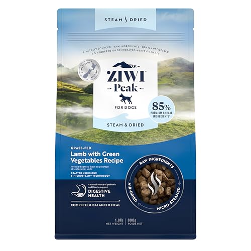 ZIWI Peak Steam & Dried Dog Food - Grass-fed Lamb w/Vegetables - High Protein, Low Carb, All Breeds & Lifestages, for Digestive Health (28.8oz)