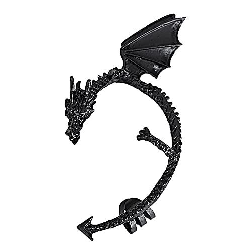 Gothic Punk Temptation Metal Dragon Bite Ear Cuff Clip Earring Retro Animal Non-Piercing Wrap Clip Earring Fashion Jewelry For Women Girl Gift 1Pc (Black) #TOP24