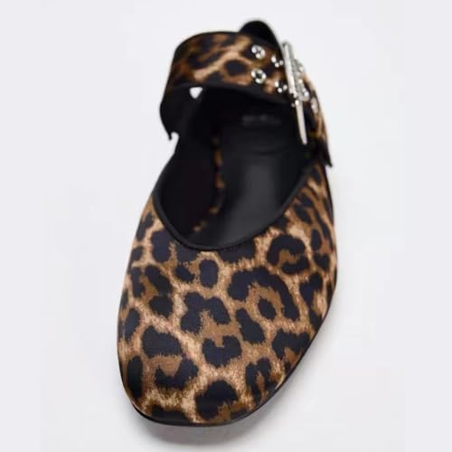 Chaussures ballerines Mary Jane léopard à bout carré taille 41 - 2