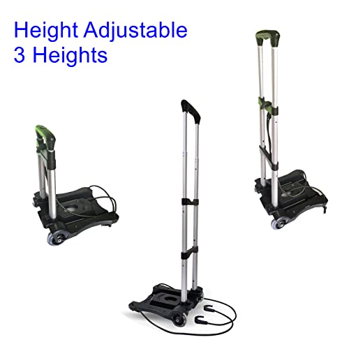 Kockabc Folding Hand Truck And Dolly, 80Lbs Collapsible Aluminum Folding Hand Trucks With 2 Elastic Ropes, Compact & Lightweight Folding Luggage Cart For Home & Travel Luggage Moving – Black #TOP2