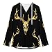 Womens Bodysuit Gold Hunting Deer Head Camoflauge T Shirts Long Sleeve Hoodie V Neck Pullover Tops, 2026