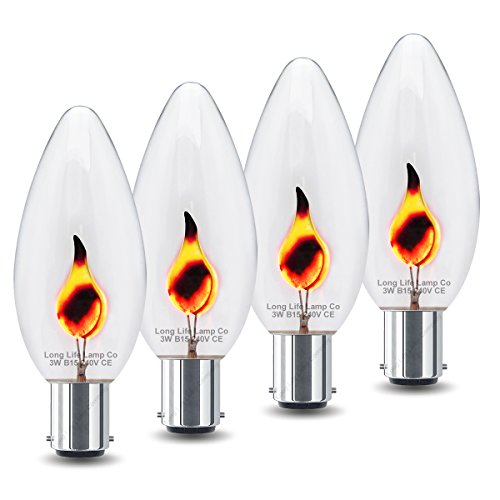Long Life Lamp Company 4 x 3w Flicker Flame Candle Light Bulb B15 Small Bayonet