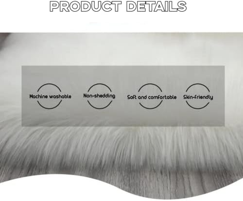 SANSHAM Fluffy Faux Fur Large Rug Washable Long Plush Rugs Bedroom Soft Pile Rug Carpets Area Rug Bedroom Mats for Living Room Home Decoration-60x120cm