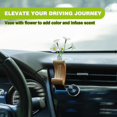 Image of Rislobx Car Vase Vent Clip, Letter C Mini Flower Car Vase Clip Plant Holder Glass Tube Air Vent Decor Interior Accessories Decoration (Light Brown)