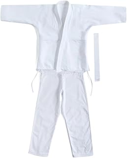 Kimonos De Jiu-Jitsu Trajes de Judo, uniforme de Jujutsu brasileño azul y blanco, traje de entrenamiento de Judo for adultos, conjunto de camisa y pantalones de Karate de Taekwondo(White,170cm)