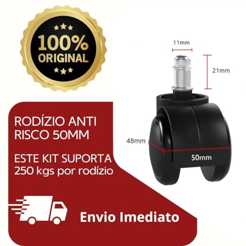 Kit 5 Rodinhas Rodízio Anti-risco E Anti-ruido Para Cadeiras