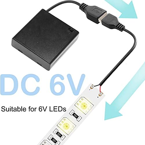 Xiatiaosann 4 PCS 4 AA Battery Holder USB Switch, 6V USB Female Socket, 4 x 1.5V AA Battery Case Box Holder On/Off Switch for RC cars LED light