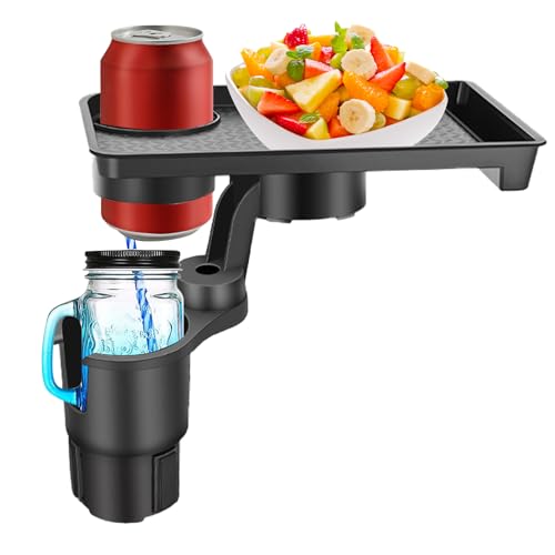 Portabicchiere automatico – ABS nero 18 x 26 cm 1 pezzo, tavolo estensibile, organizzatore compatto, posizionamento snack, facile accesso | per veicoli, viaggi in auto, l