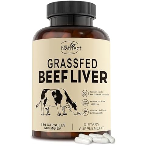 Grass Fed Beef Liver 180 Capsules, Freeze Dried Beef Liver Supplement - Natural Iron, Vitamin A, B12 for Energy, Non-GMO, No Hormones, 30 Servings, 3000 mg Cover