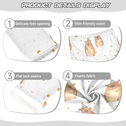 ALAZA Girls' Leggings Children's Yoga Pants Skinny Printed Dance Birthday Hat Capybara Comfortable 4T2