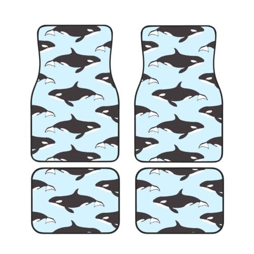 Alfombrillas de coche antideslizantes juego de neopreno con patron de ballenas juego de 4