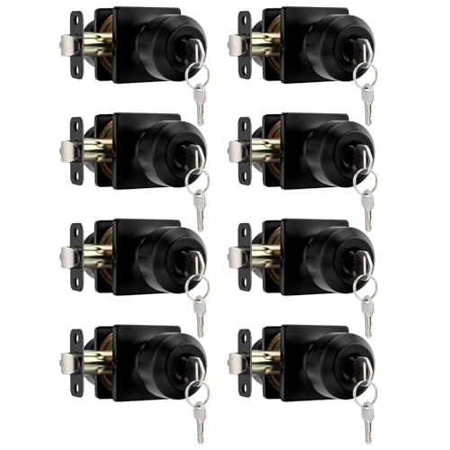 Goldenwarm Matte Black Entry Interior Door Knob, Square Exterior Door Knobs, Matte Black Exterior Key Door Knobs (8 Pack)