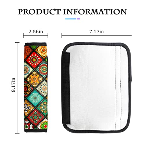 2 Pack Leather Car Seatbelt Cover, Universal Stained Glass Pattern Soft Comfort Seat Belt Pad For All Cars, Safety Seatbelt Shoulder Strap Pad For Adults, Kids, Car Interior Accessories (Multicolor) #TOP1