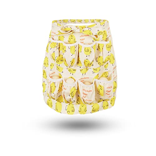 Gautsa Egg Apron for Kid and Adult, Deep Pockets with Elastic Closures, with Hook, Fresh Egg Collecting Gathering Holding Apron (yellow for kid)