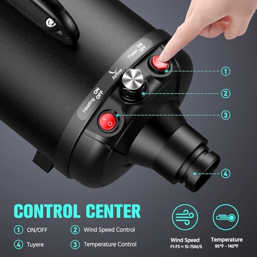 Secador para Animais de Estimação, Secador para Tosa de Animais de Estimação de 5,2HP/3800W com Velo