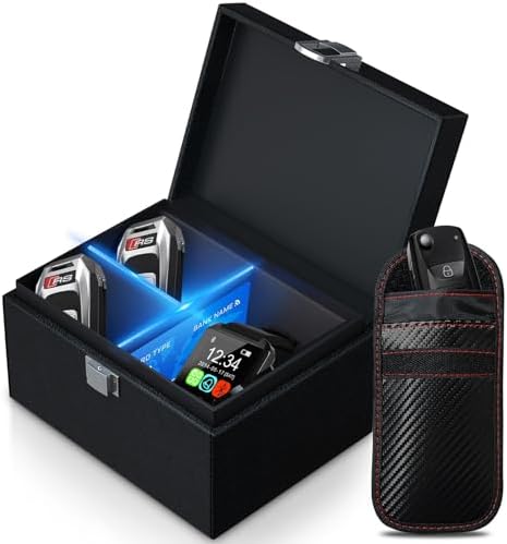 ocuvaep Keyless Go Schutz Autoschlüssel Box mit Trennwand | RFID Abschirmung für Funkschlüssel | Strahlenschutz Schlüsselbox | Signale blockierend & Diebstahlschutz für alle Fahrze
