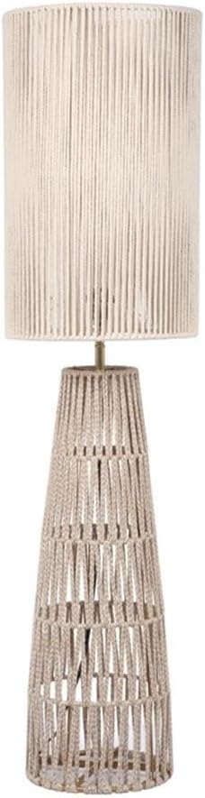 Pemberly Row Handmade Coastal Accent Floor Lamp, Natural Jute Material, Cream Finish, Plug-in Design with 105 in Cord, Eco-Friendly Lighting for Living Room or Zen Home Decor