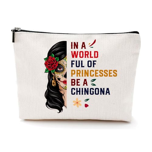Mexican Girl Makeup Bag Skull Cosmetic Makeup Bag Badass Women Gift Travel