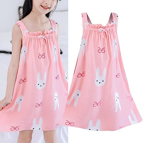 Menina vestido de babados verão novo bonito dos desenhos animados coelho padrão babados arco decote