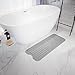 TEESHLY Bathtub Mats for Shower Tub, Extra Long Non-Slip 39 x 16 Inch Bath Mat with Drain Holes and Suction Cups, BathMat for Bathroom with Machine Washable (Clear Grey)